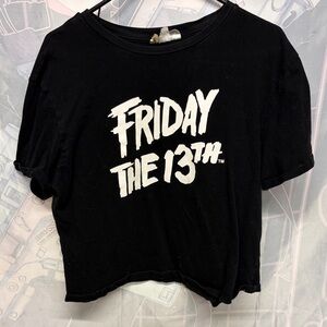 Crop Black 'Friday the 13th' Graphic T-Shirt